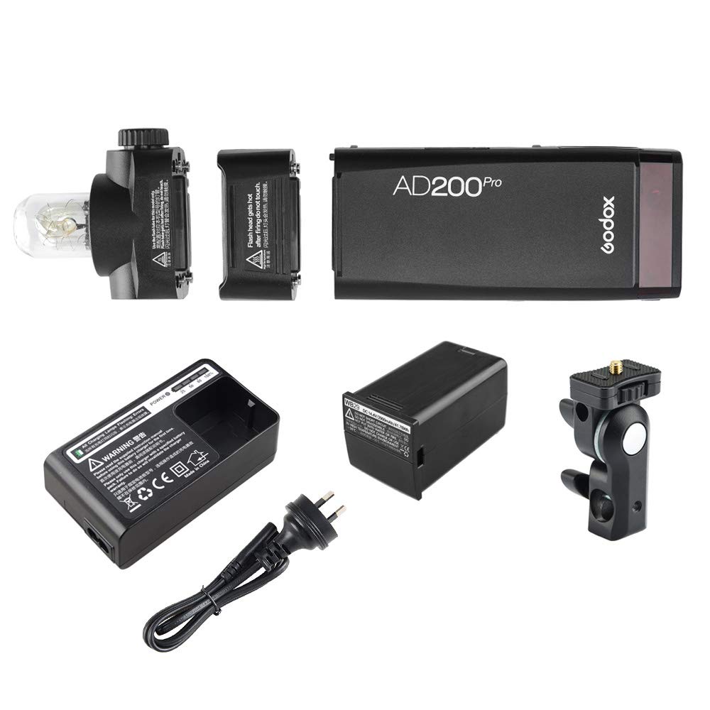 Godox AD200Pro AD200 Pro 2.4G TTL Bolsillo Flash 200W HSS 1/8000s con 14.4V/2900mAh Litio Batería para Nikon Sony Fujifilm Olympus Panasonic Pentax Canon EOS Cámaras (AD200Pro)