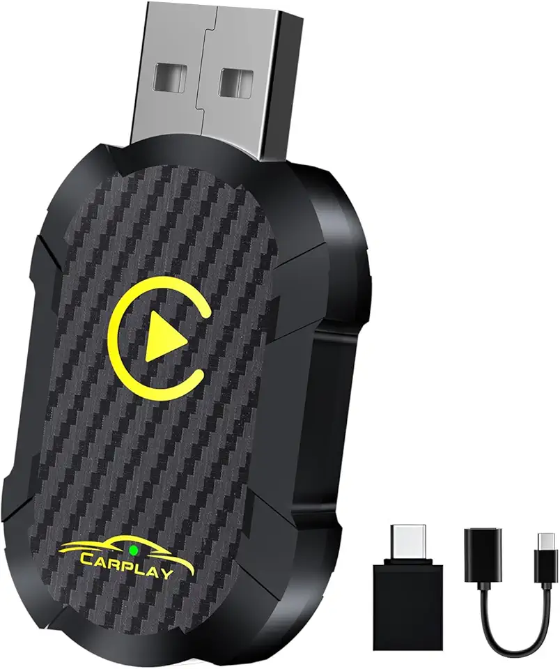 Carplay adaptateur sans fil, Mise à Niveau 2025 USB carplay , convertir carplay filaire en carplay sans fil, adaptateur sans fil plug and play pour voiture après 2016, compatible avec iPhone iOS 10 +