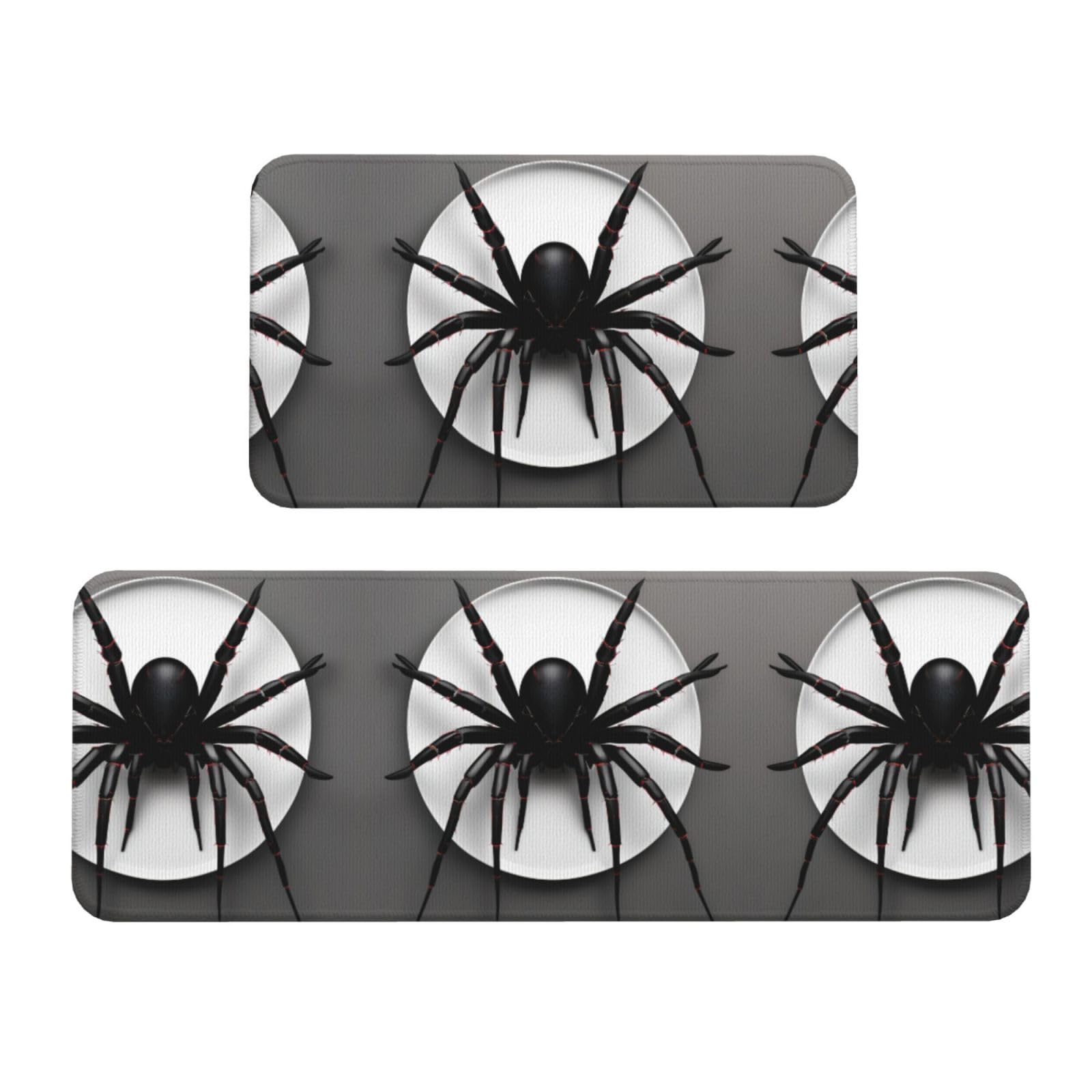 Tapis de cuisine motif araignée noire de Noël pour protéger le sol devant l'évier