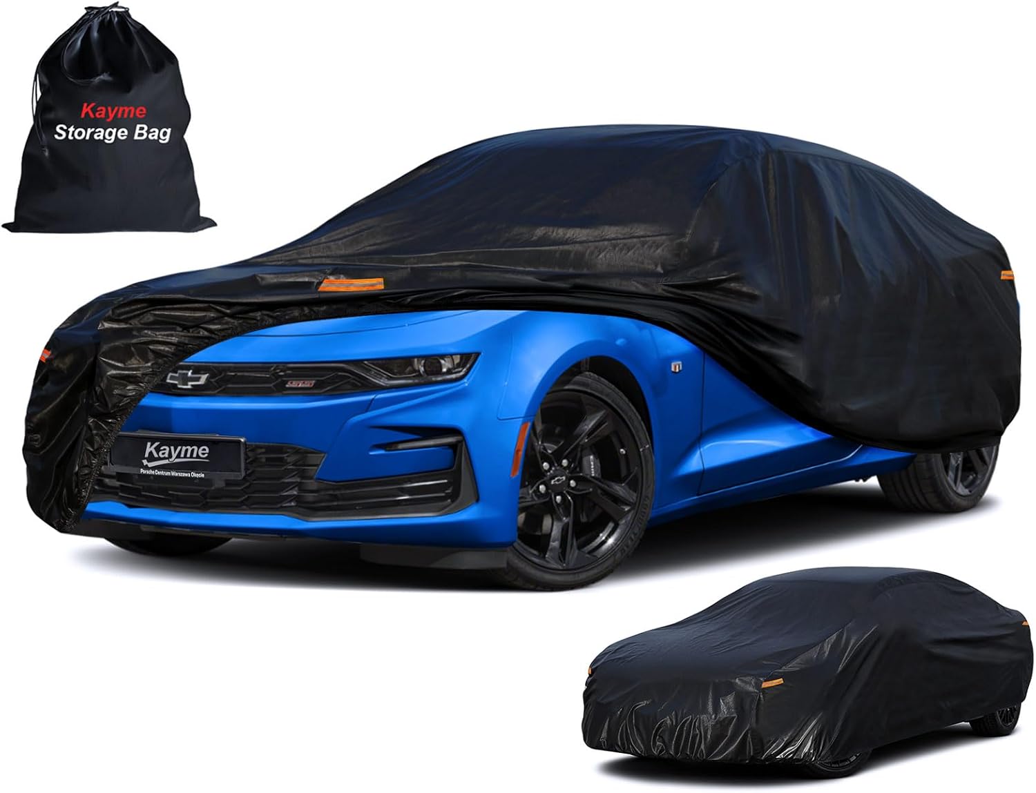 Kayme 7-Layer Waterproof Car Cover Custom Fit Chevy Camaro 2010-2025 - All-Weather Sun Rain Snow UV Protection Black