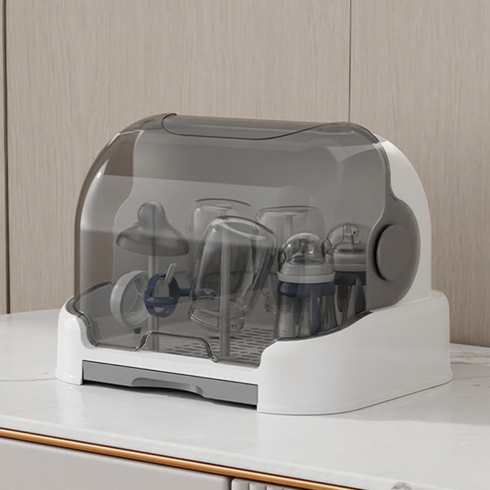 Boîte De Rangement Pour Biberons Pour Bébé Avec Couvercle, Organisateur De Biberons Avec Bac De Vidange Amovible, Organisateur De Biberon Réutilisables Avec Couvercle