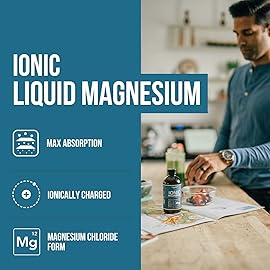Liquid Magnesium | 8 oz - Ionic Magnesium Chloride, Highest & Fastest Absorption - Calm Mood, Sleep, Muscle Cramps & Spasms, Natural Laxative - Vegan, Glass Bottle (96 Servings)