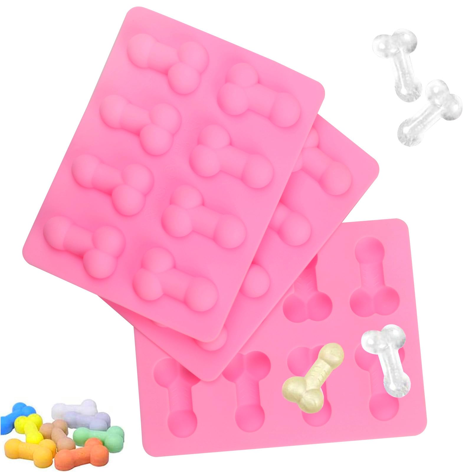 3PCS Chocolate Mold Ice Cube Tray Mould Silicone Baking Novelty Bakewar Cake Chocolate Moluds Tools for Single Party Birthday Whiskey Cocktails (Pink 3PCS)