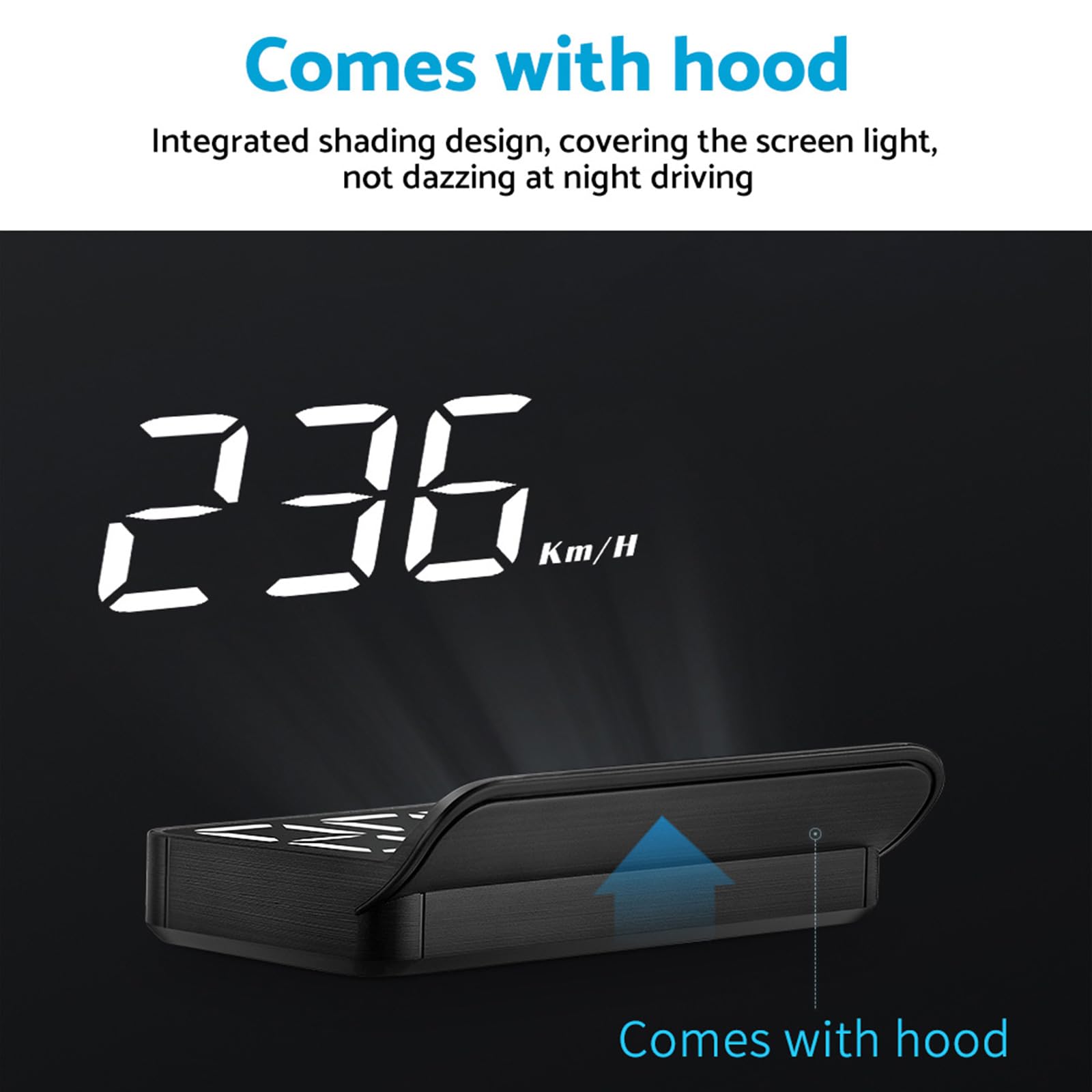 ALINREDBX Universal Head Up Display OBD2 Gauge Display Heads Up Display for Cars Speed MPH LED Digital GPS Overspeed Alarm Speedometer