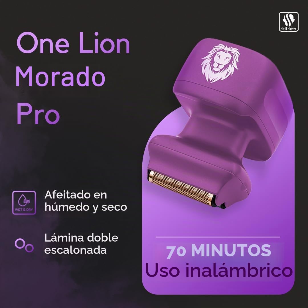 Skull Shaver One Lion Purple PRO Afeitadora para Mujeres - Eliminación de Vello Impecable - Afeitadora Eléctrica con Tecnología de Doble Hoja Escalonada | Eliminación de Vello Impecable, Afeitadora Eléctrica con Tecnología de Doble Hoja Escalonada, Para M