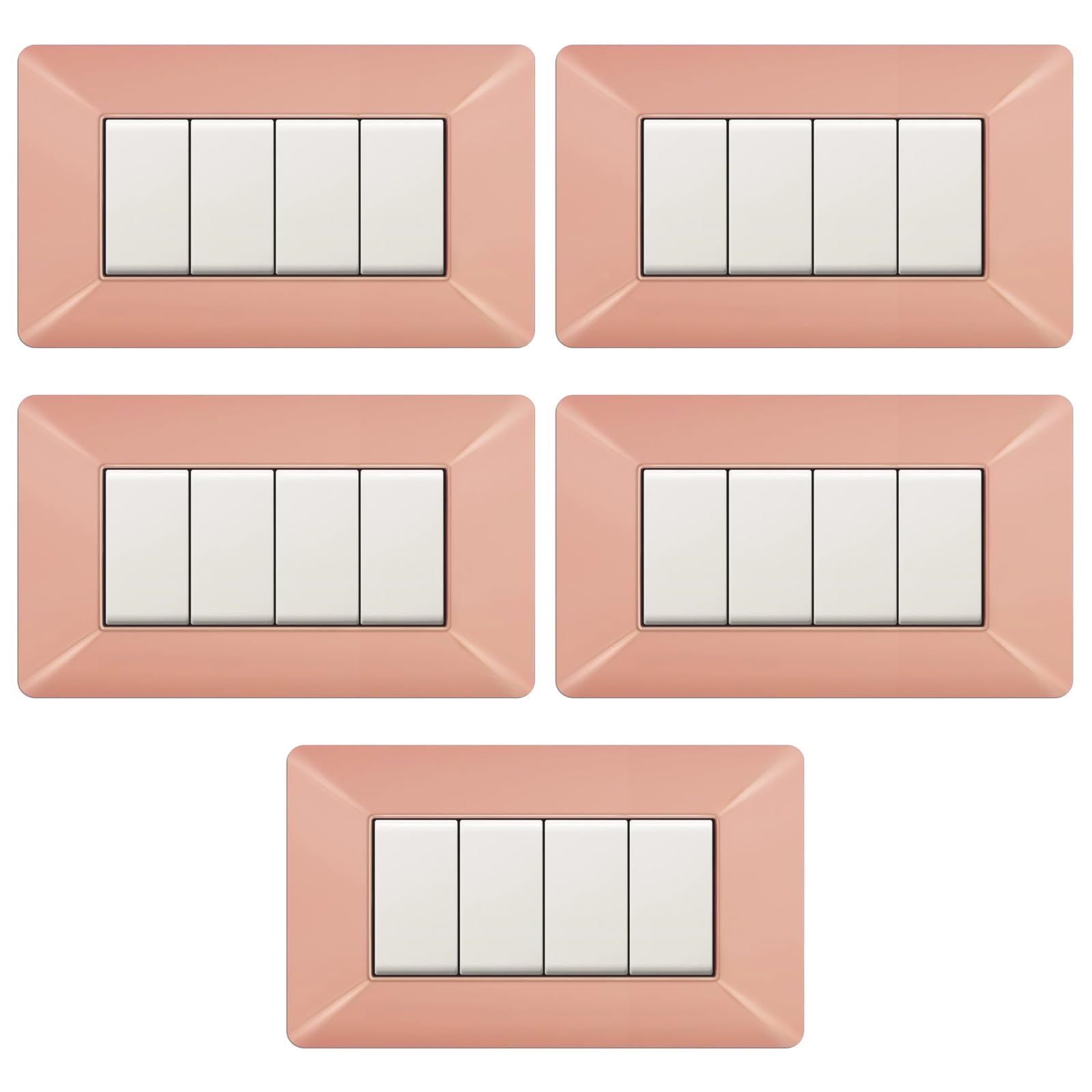 Plaque compatible Bticino Matix 4 modules orange pastel support interrupteur prise lot de 5