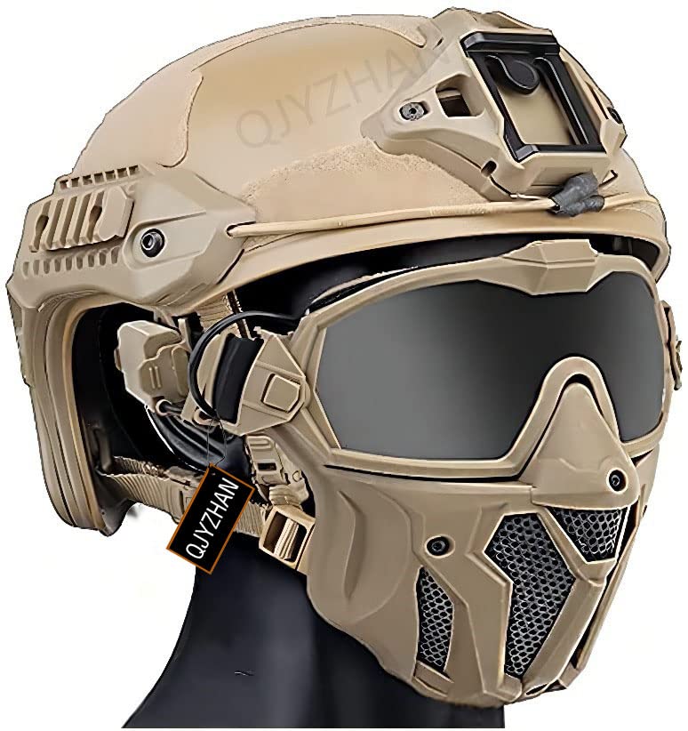 Tactical Fast Helmet and Detachable Anti-Fog Goggles Airsoft Protective Mask for Airsoft Paintball Hunting Shooting Outdoor Sports