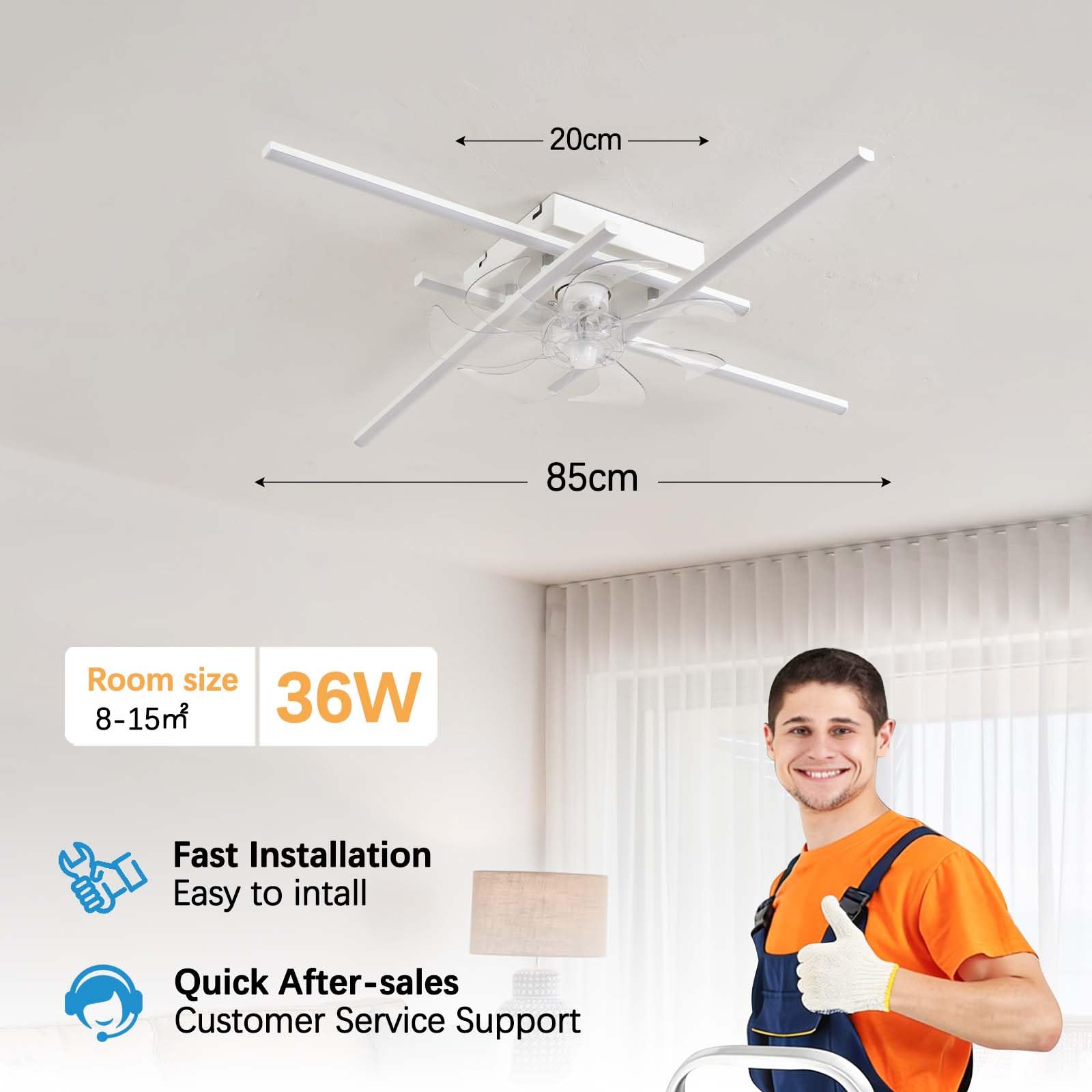 Ventilatore da Soffitto Silenzioso,Reversibile,6 Velocità,Tempistica,Plafoniera con Ventilatore con Telecomando e APP,Memoria,Ventilatori Dimmerabile,per Camere da Letto Soggiorno-White