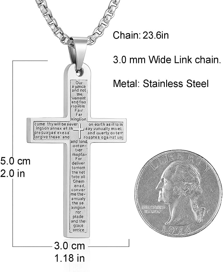 Cross Necklace for Men with Bible Verse – Stainless Steel Christian Pendant in Gold Silver Black, Religious Scripture Jewelry Gift for Him - Image 7