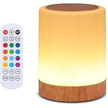 OORUN Touch Bedside Table Lamp,13 RGB Colors &amp; 5 Brightness, USB Rechargeable Desk Lamp, Remote Control Dimmable Night Light with RGB Color Changing,Portable Lamp for Baby, Bedroom, Living Room
