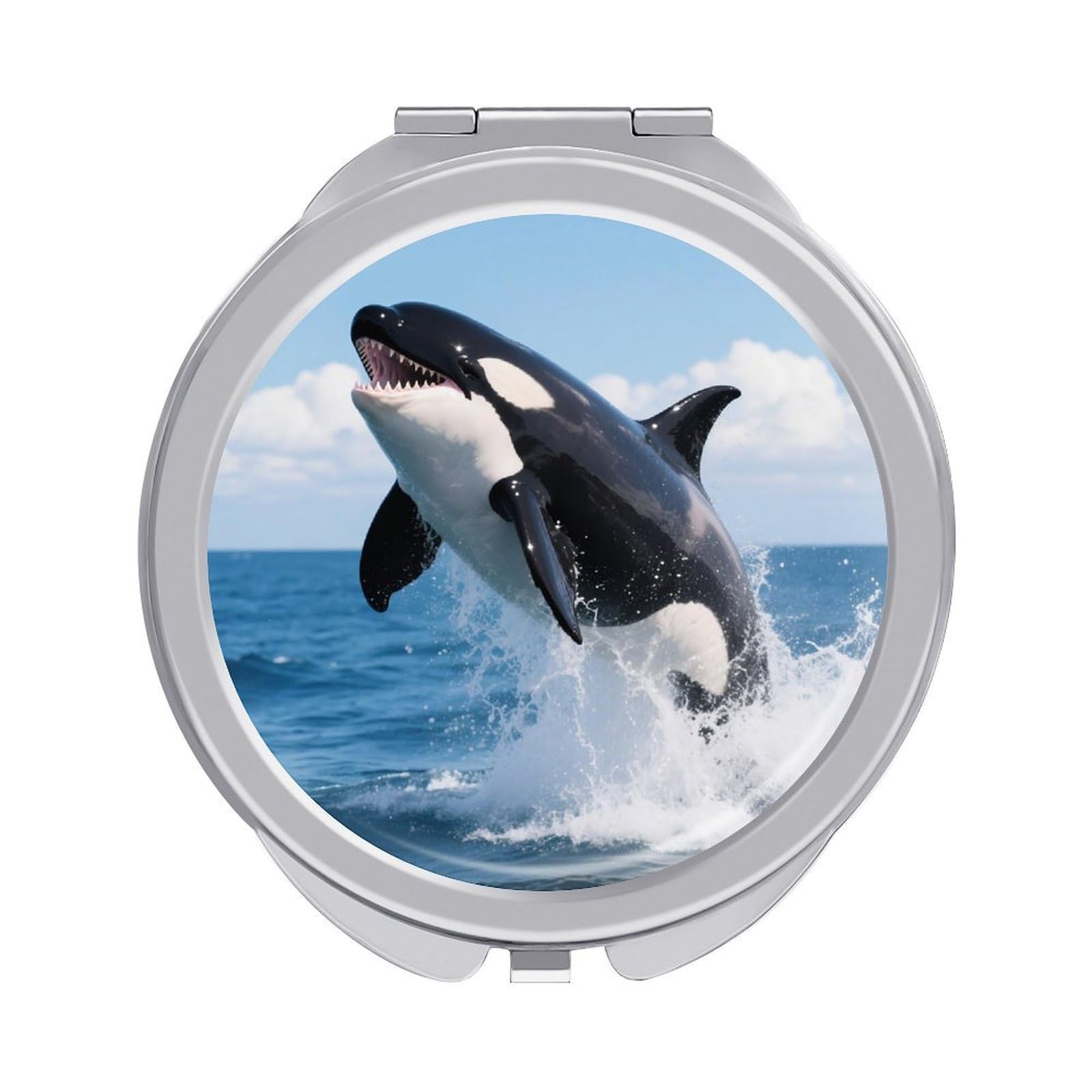 VstaDank Whale Travel Makeup Mirror Fashion Folding Handheld Pocket Mirrors Portable Cute Mini Mirrors Round Compact Mirror for Purse Handbag& Gift Home Outdoor Use