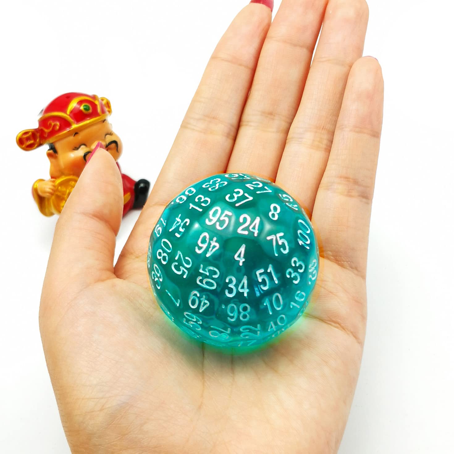 Bescon Dado Trasparente 100 Facce (D100), Teal, 45mm, In Resina, Con Sacchetto Di Velluto Incluso - 5