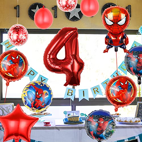 Bajiu 11Pcs Spidey Birthday Party Balloons For Superhero Birthday Party Decoration Cartoon Foil Balloons Bouquet For Children Red #TOP2