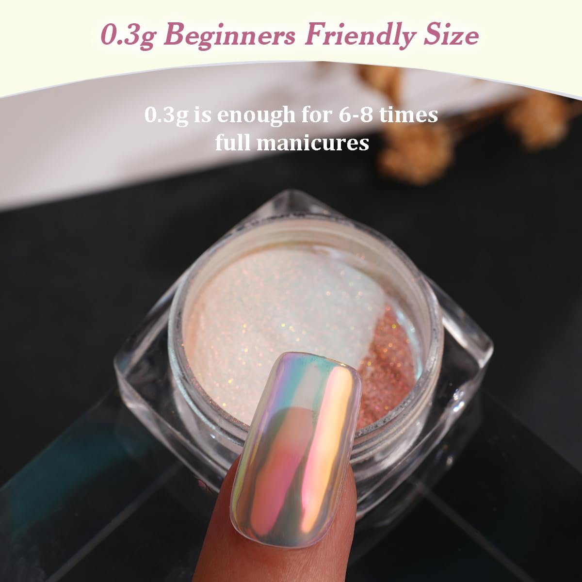 Pretty Diva Chrome Nail Powder - Glazed Donut Mirror Effect Holographic Chrome Powder Nail Pigment, light-changing Mermaid Aurora Unicorn Iridescent Chrome Powder for Gel Nails