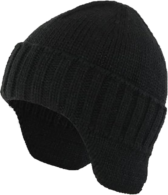 Mens Knit Beanie Hats Winter Knitted Hat Earflap Hat Stocking Caps with Ears Beanie Hat Wool Cap Warm Skull Cap Slouchy with Ear Warmer Windproof Russian Bomber Hat Aviator Trapper Hat Beanie