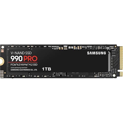 Samsung 990 PRO SSD 1TB PCIe 4.0 M.2 2280 Internal Solid State Hard Drive, Seq. Read Speeds Up to 7,450 MB/s for High End Computing, Gaming, and Heavy Duty Workstations, MZ-V9P1T0B/AM - 990 PRO - 1TB