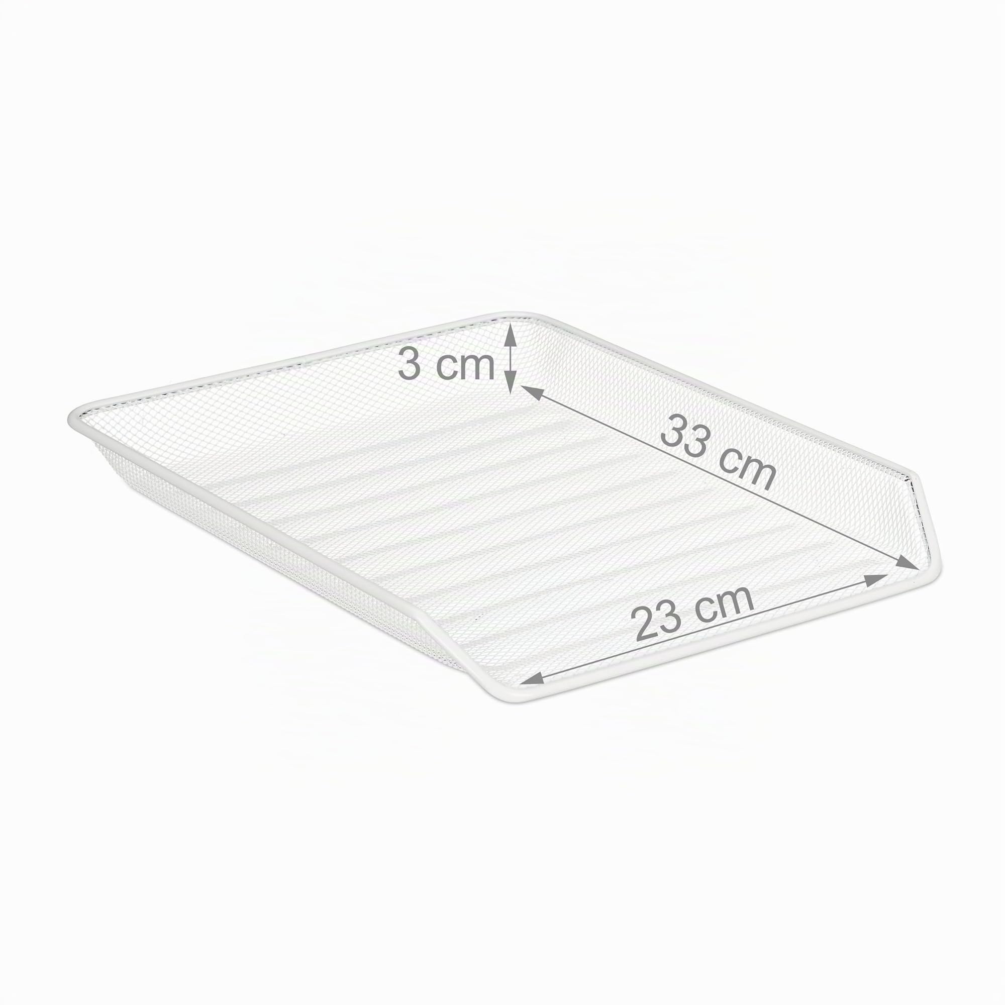 Relaxdays 4X Dokumentenablage, Metall, 3 Etagen, Gitter-Design, Büro, A4, Briefablage, HxBxT 26,5 x 29,5 x 35,5 cm, Weiß