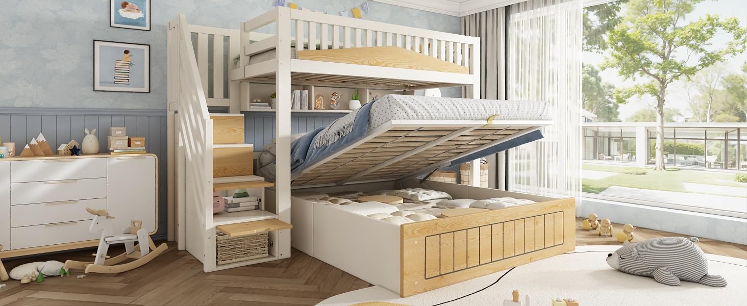 Fasba Litera con Almacenamiento Inferior y Puertos de Carga, Ideal para familias con Espacio Limitado Modelo FCLYD-AB60475456789A