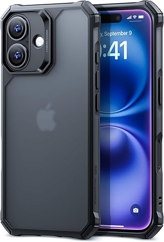 ESR for iPhone 16 Case, Military-Grade Protection with Shock-Absorbing Corners, Scratch-Resistant and Anti-Yellowing Acrylic Back, Slim Protective Phone Case, Air-Armor Series, Frosted Black