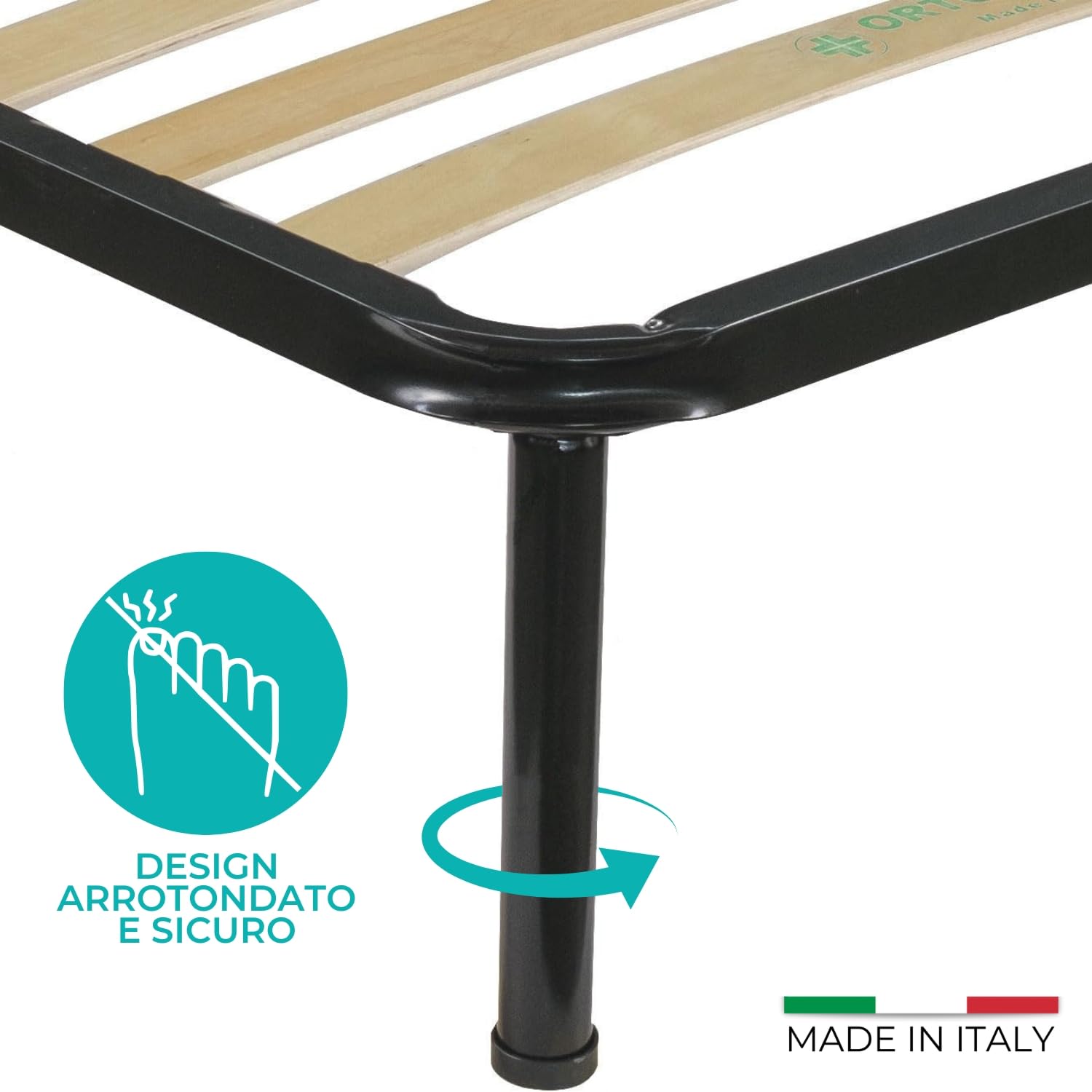 Rete Matrimoniale 140x200 con Doghe in Legno, Rete Letto Matrimoniale 140x200 Made in Italy, Struttura Robusta in Ferro con Piedi Smontabili, Reti Matrimoniali a Doghe in Legno per Letto e Materasso