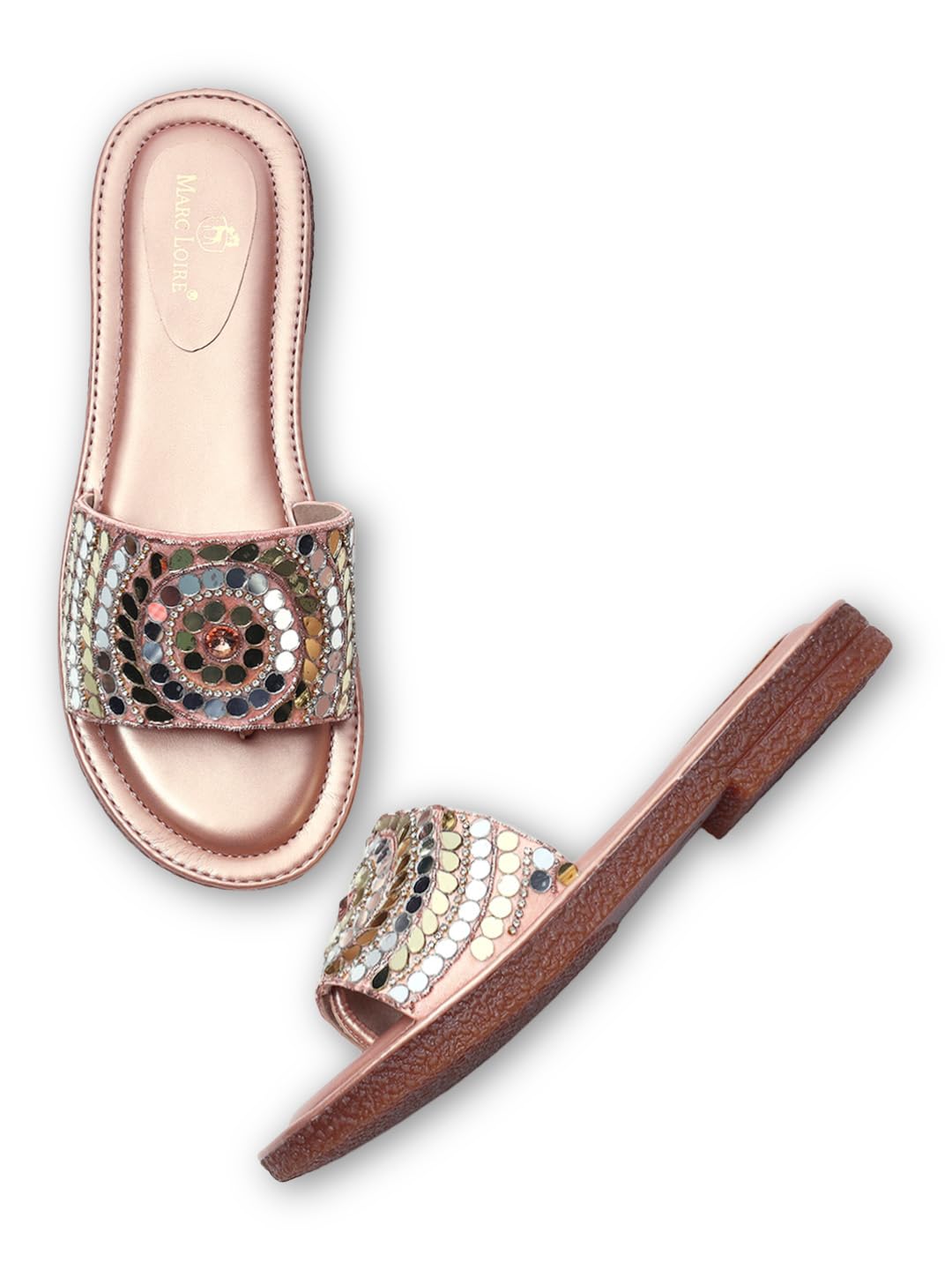Women's PU Slip-On Fashion Flats | Embellished | Round Toe-image-2