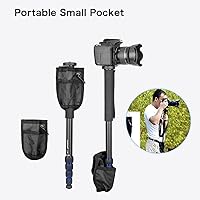 Vista 9 de Koolehaoda Monopod de cámara extensible con base de soporte de trípode plegable, aleación de aluminio, monopod de viaje portátil ajustable de 20-66