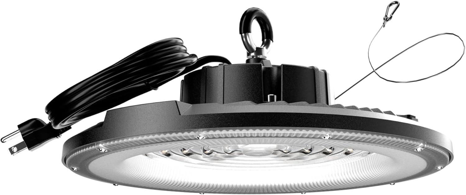 8 Pack UFO LED High Bay Light 250W, 37500LM 5000K AC100-277V UFO High Bay LED Shop Light with Plug Alternative to 800W MH/HPS for Garage Workshop Warehouse Factory Gym Barn.