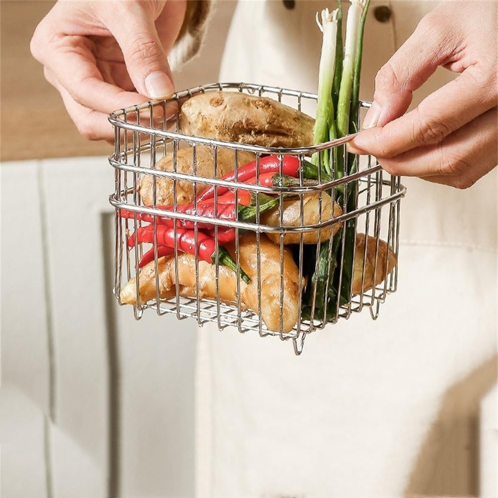 キッチンバスケット L hanauta ハナウタ シルバー （ ワイヤーバスケット ワイヤーラック 収納バスケット ステンレス 日本製 かご 深型 収納かご  小物入れ 収納ボックス 整理ボックス スタッキングバスケット ）: リビングート ANA Mall店｜ANA Mall｜マイルが貯まる ... ワイヤー収納バスケット キッチン壁収納バスケット 玉ねぎ収納バスケット 食品、スナック、飲み物用