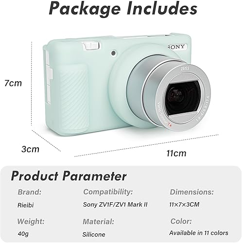 Miniatura 2 de Rieibi ZV-1F - Funda protectora de silicona suave para cámara de vlog Sony ZV1FZV-1M2ZV-1 Mark II, cubierta ligera ZV1F, color verde claro