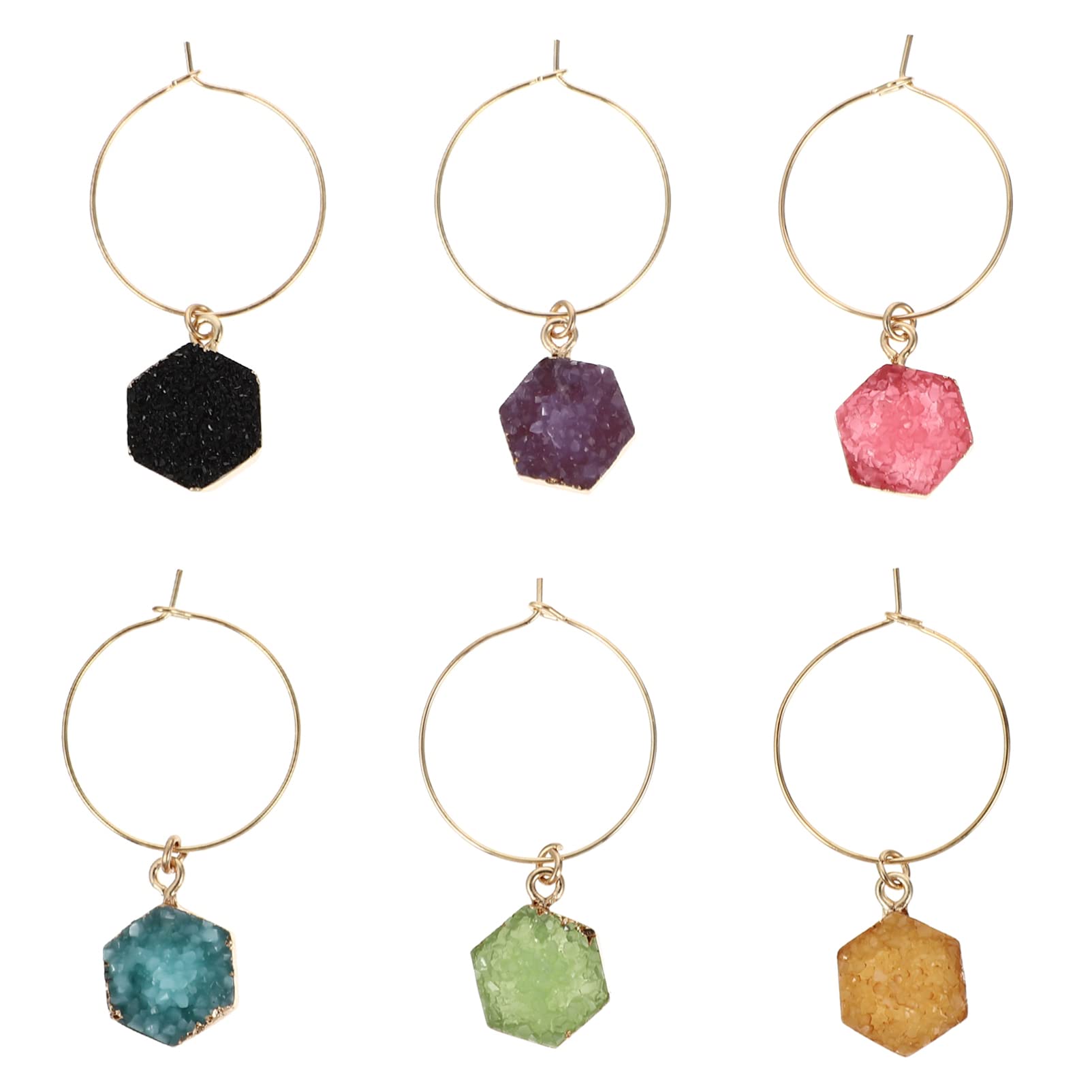 Cabilock 6 Pcs bottle pendant easter wine charms beach charms Crystal Wine Charms beach glass wine glass identifiers wine glass marker wine glass trinkets recognizer resin round