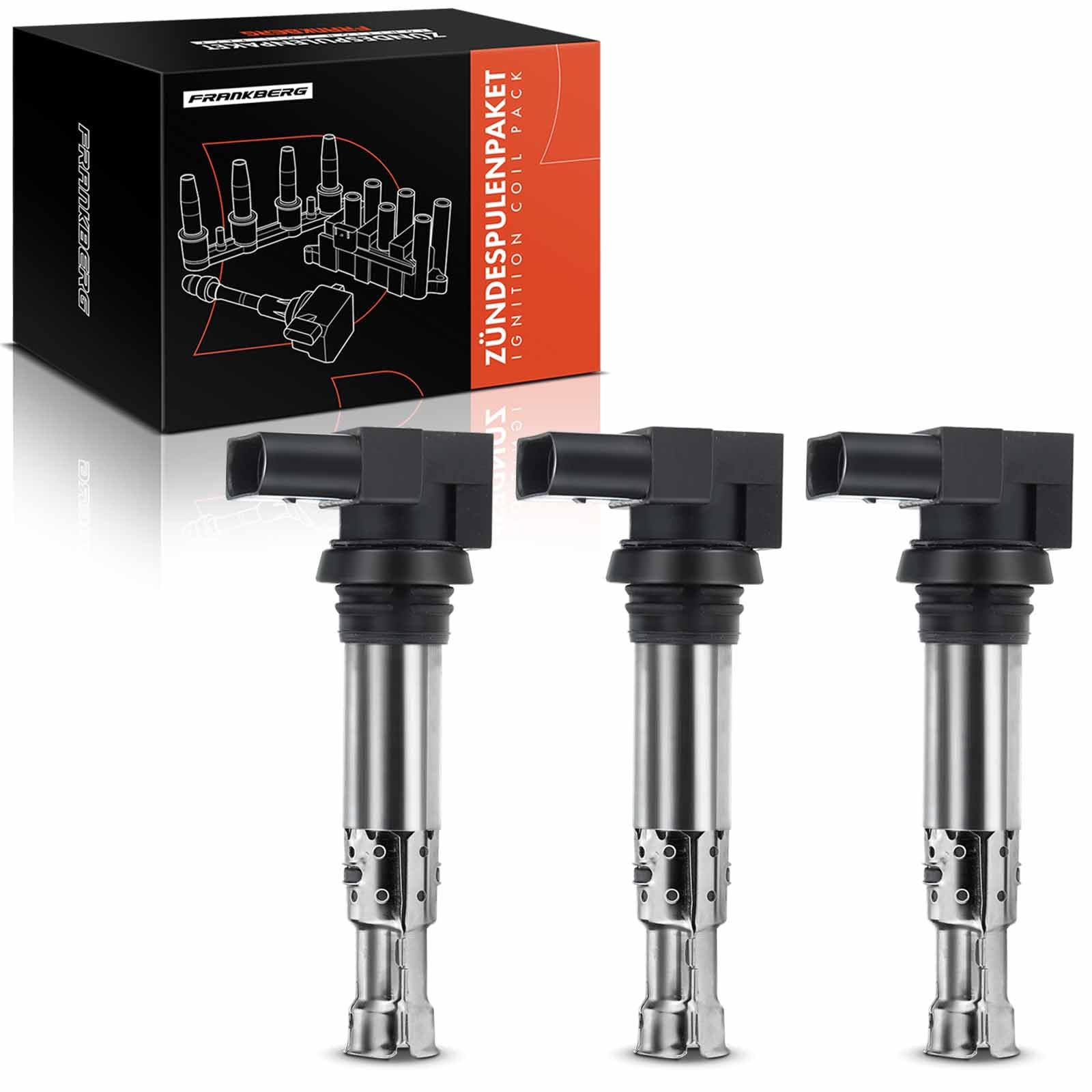 Frankberg 3x Bobinas de encendido Gasolina Compatible con Golf IV 1J1 1.4L Golf VI 5K1 1.4L Golf V 1K1 1.4L Polo 6C1 6R1 1.4L Polo 6C1 6R1 1.2L Replace# 36905715