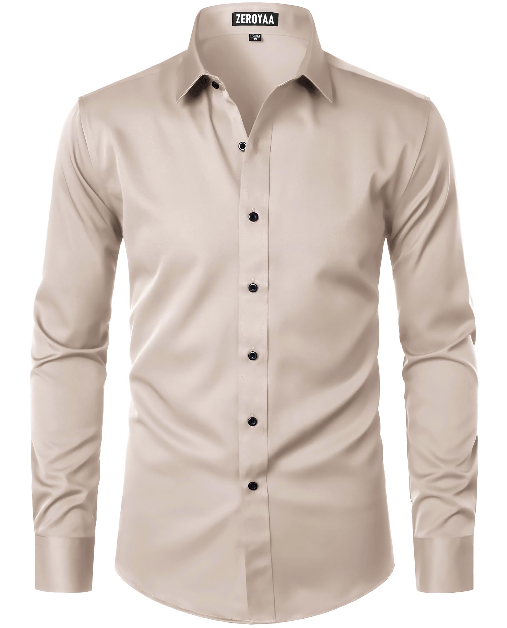 ZEROYAA Men's Long Sleeve Dress Shirt Modern Slim Fit Wrinkle-Free Casual Business Button Up Shirts