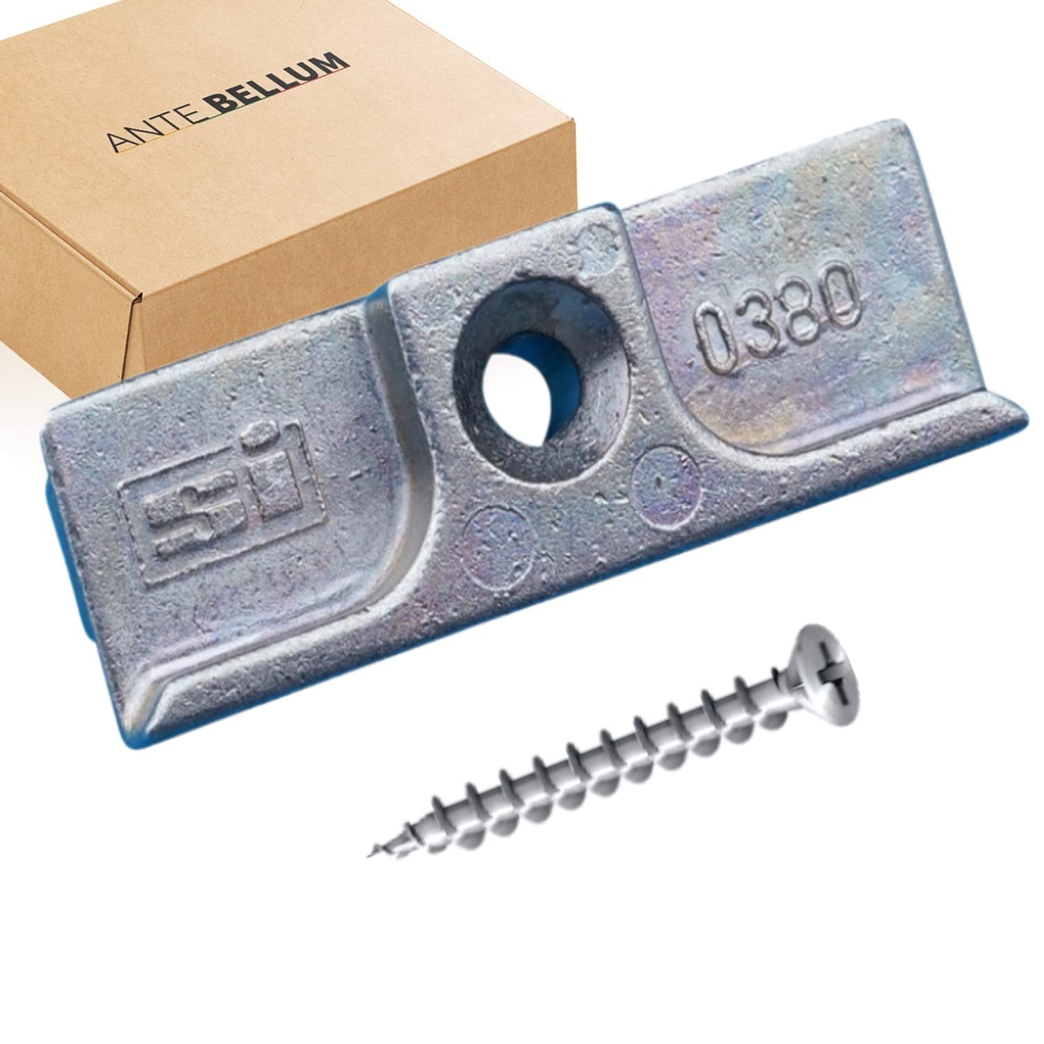 Siegenia strike plate TS type 380 also 0380 and A0380 with Ante Bellum® mounting material (10 units), Titanium Silver, 10 Einheit