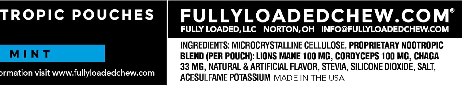 Fully Loaded Alpha Mushrooms - Adaptogen Nootropic Pouches (5-Pack, Mint) - - Lion's Mane, Cordyceps, & Chaga - 5 cans, 15 Pouches per can - Functional Mushrooms - Made in The USA - Image 5