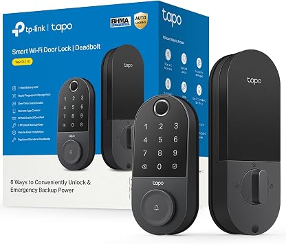 Tapo Smart Wi-Fi Door Lock, Deadbolt | Keyless Entry, Fingerprint Recognition, Touchscreen Keypad & in-App Monitoring with Scheduled Access|1-Year Rechargeable Battery | BHMA Grade 2 | DL110 | Touchscreen Keypad, Keyless Entry, In-App Monitoring with Scheduled Access, 1-Year Rechargeable Battery, BHMA Grade 2