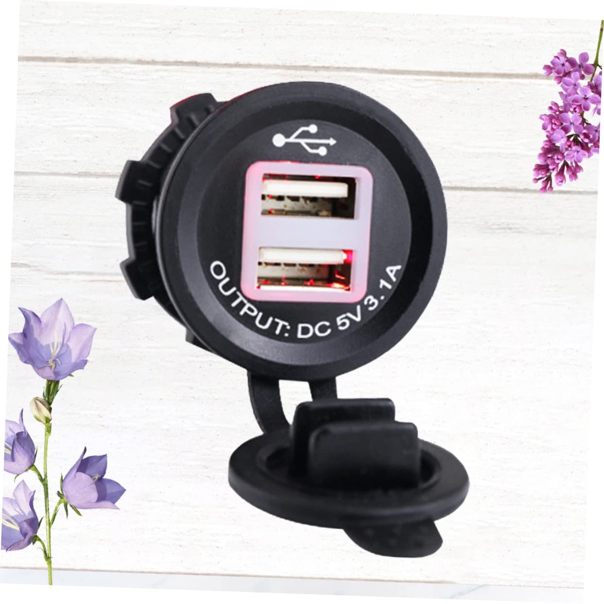 iplusmile 3pezzi Caricabatteria Auto Doppia Usb Per Veicoli Carica Smartphone e Accessori Usb Con Luce Rossa Nero