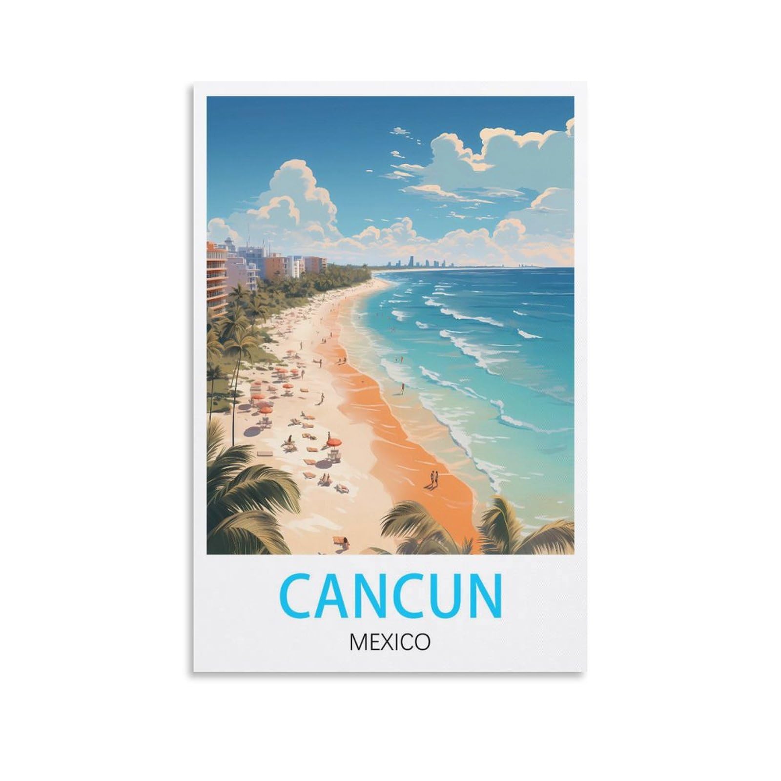 Cancun Mexico Vintage Travel Posters 08x12inch(20x30cm) Canvas Print for Living Room, Bedroom, Dorm, Home, Office Wall Decoration