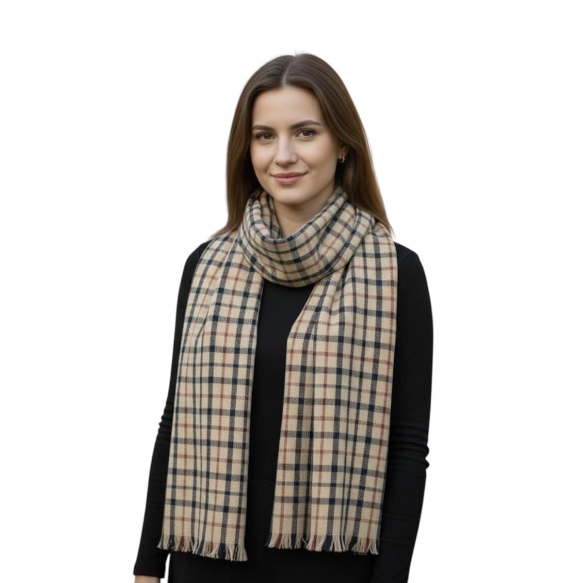 Unisex Wool Blend Check Winter Scarf Muffler 11.5 X 57/67 Inches Single Piece-image-36