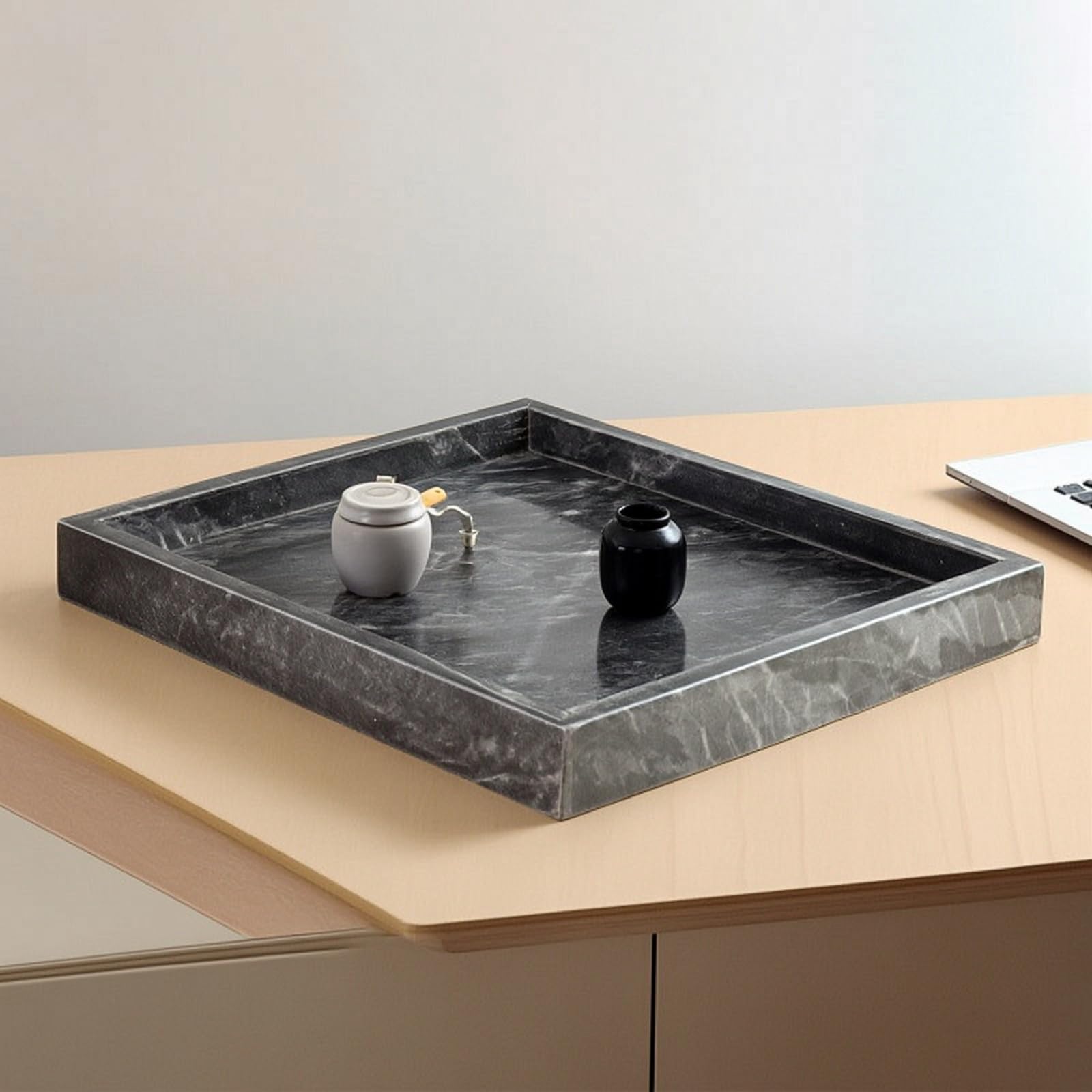 Vassoio in Marmo Lucido Portagioie Versatile per Ingresso, 25 Cm X 25 Cm X 3 Cm, style to 4