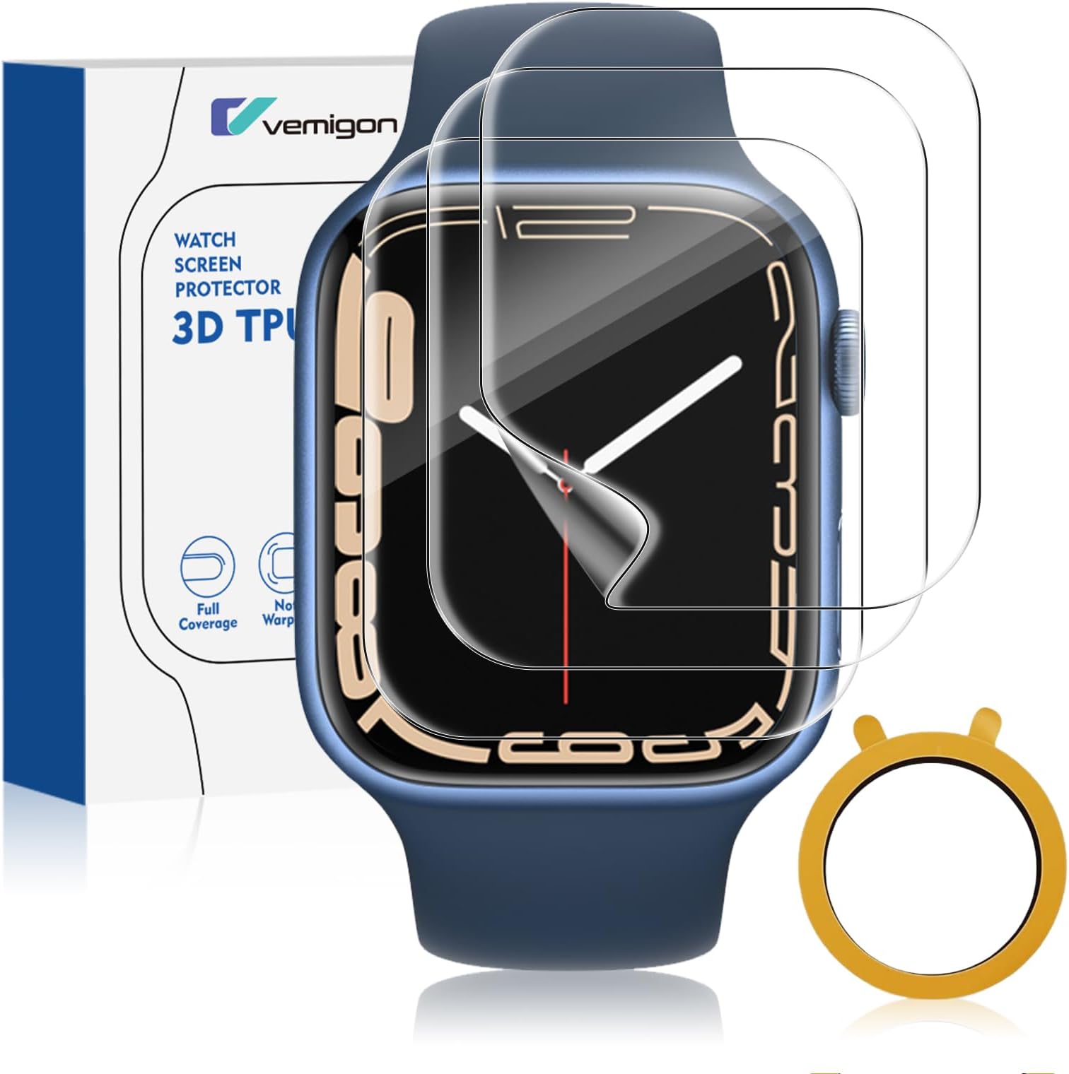 3 Pack Screen Protector Compatible for Apple Watch Series 9/8/7 41mm, [HD Clear] [Scratch Resistant] [Bubble Free] [Easy Installation] Ultra-Thin TPU Flexible Soft Film [Transparent] - 41mm