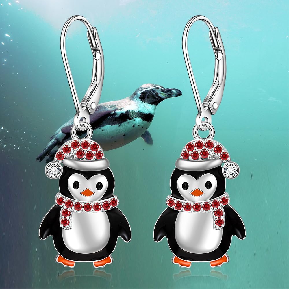 Penguin Earrings for Women Christmas Penguin Drop Dangle Earrings Sterling Silver 925 Cute Animal Jewelry Holiday Valentines Xmas Gifts - Image 9