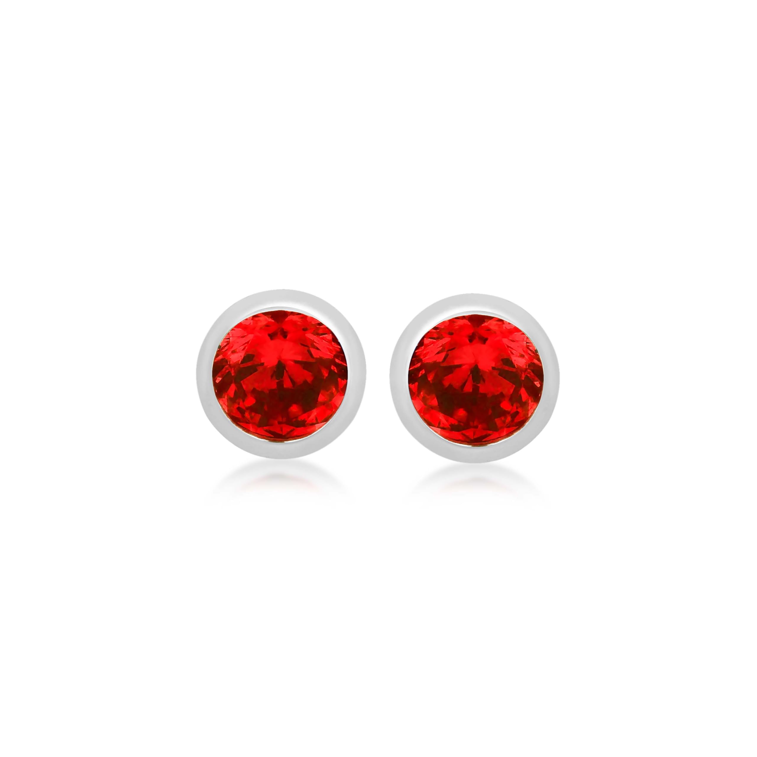 Amazon Essentials Sterling Silver Light Red CZ January Birthstone Stud Earrings
