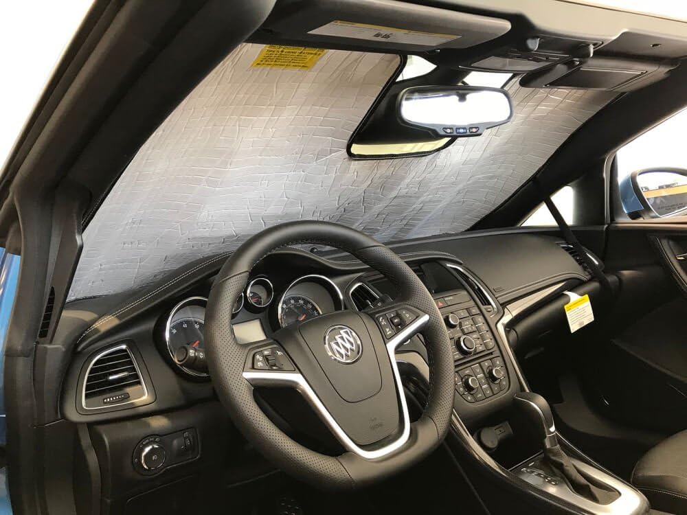 HeatShield, The Original Windshield Sun Shade, Custom-Fit for Buick Cascada Convertible 2016, 2017, 2018, 2019 Silver Series