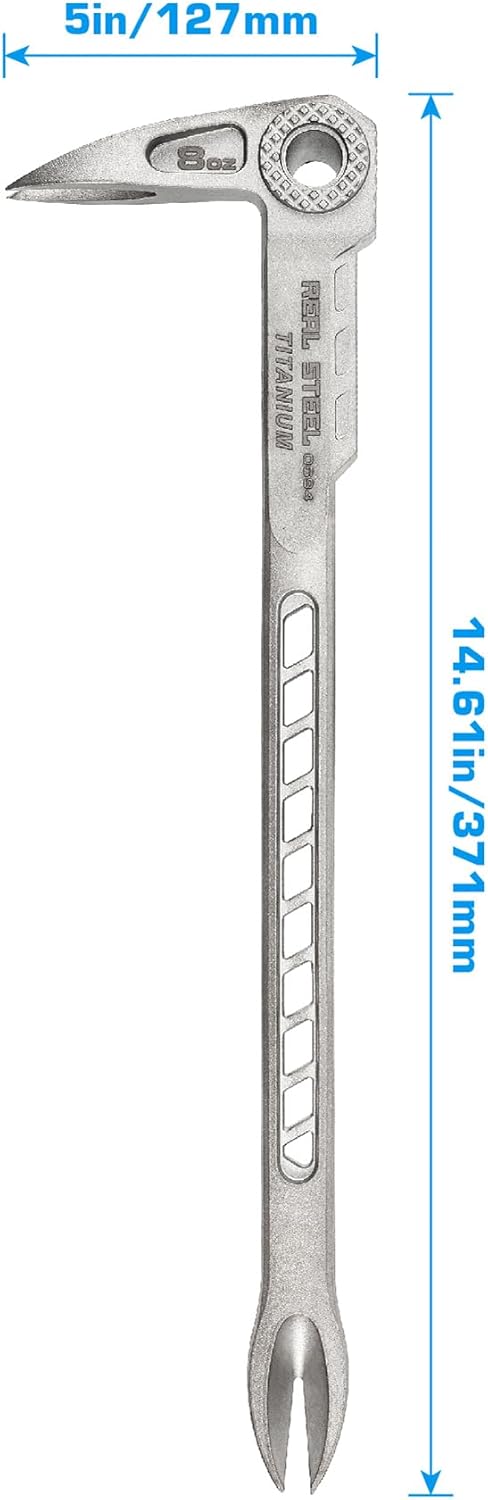 REAL STEEL 12" Titanium Nail Puller Double Ended Cats Paw Pry Bar Crowbar Construction 0694