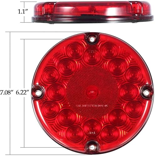 Miniatura 10 de Partsam 2 luces traseras LED redondas de 7 pulgadas para remolque, 17 luces LED impermeables para estacionamiento, luces intermitentes con juntas