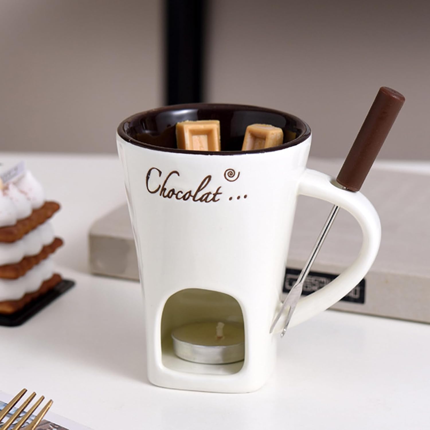 Ceramic Chocolate Fondue Mug Sturdy Ceramic Pots Accessory Perfect for Family Celebration and Event Treat Mug