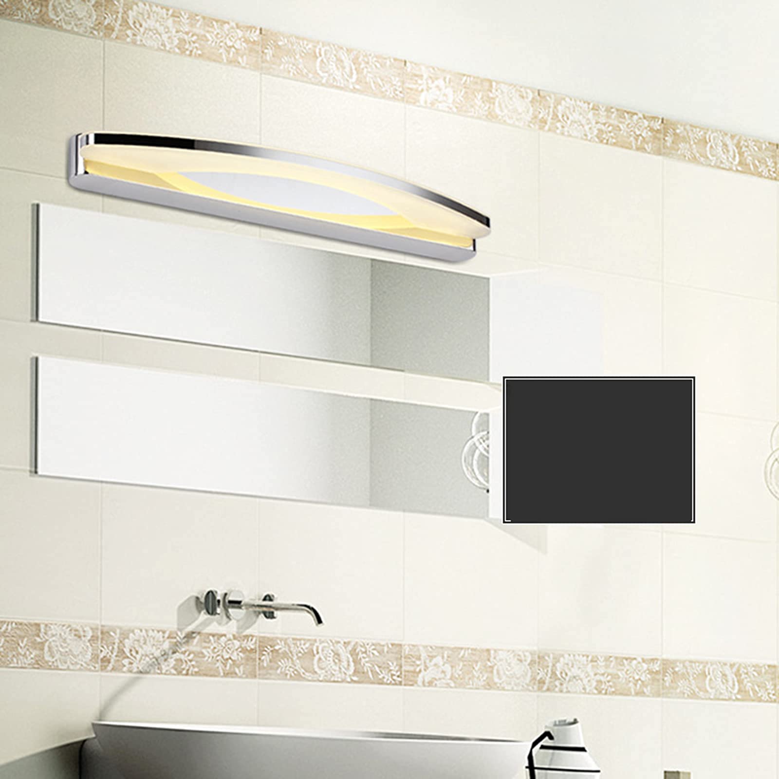 Led Espejo Luz Fresco Blanco 6000K Dormitorio Imagen Pared Luz Hotel Inodoro Impermeable Espejo Gabinete Lámpara Anti Niebla Maquillaje Luz/100Cm19W
