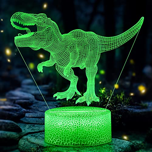 Koicaxy 3D Nachtlicht mit Fernbedienung & Smart Touch 7 Farben + 16 Farbwechsel Dimmbar T Rex 3D Nachtlicht Geburtstagsgeschenke für Jungen Kinder (Dinosaurier) Cover