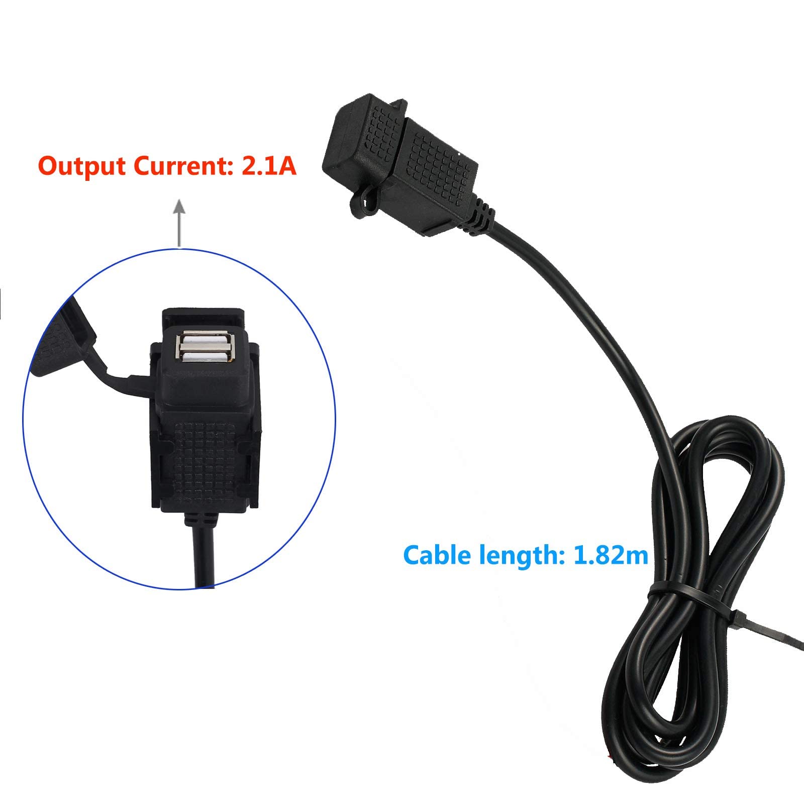 Adaptateur de Chargeur USB Étanche pour Moto et Téléphone - Double Port 2.1A/1.0A, 5V - Alimentation 12/24V pour Mobile