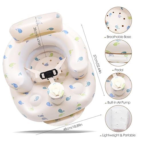 Miniatura 2 de Asiento inflable para bebés de 3 meses en adelante, arnés de 3 puntos para bebé, asiento de apoyo para bebé, silla de verano para sentarse, silla de